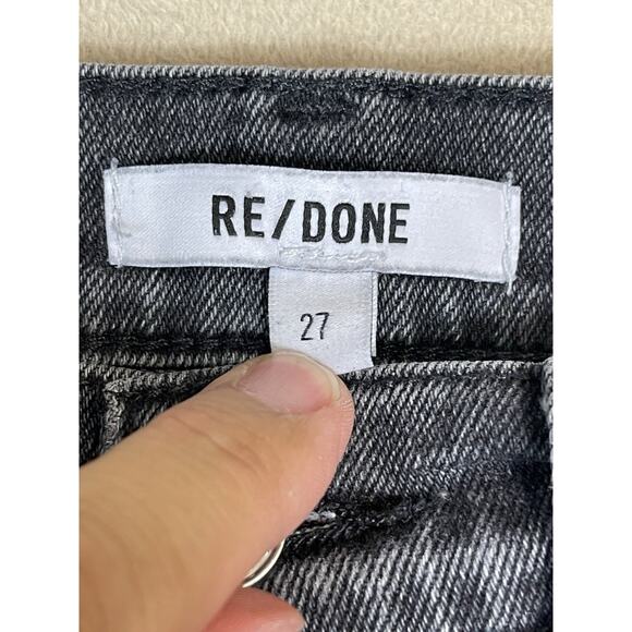 RE/DONE Jeans Womens 27 Black High Rise Stove Pipe Straight Leg Button Fly Denim - Picture 4 of 15
